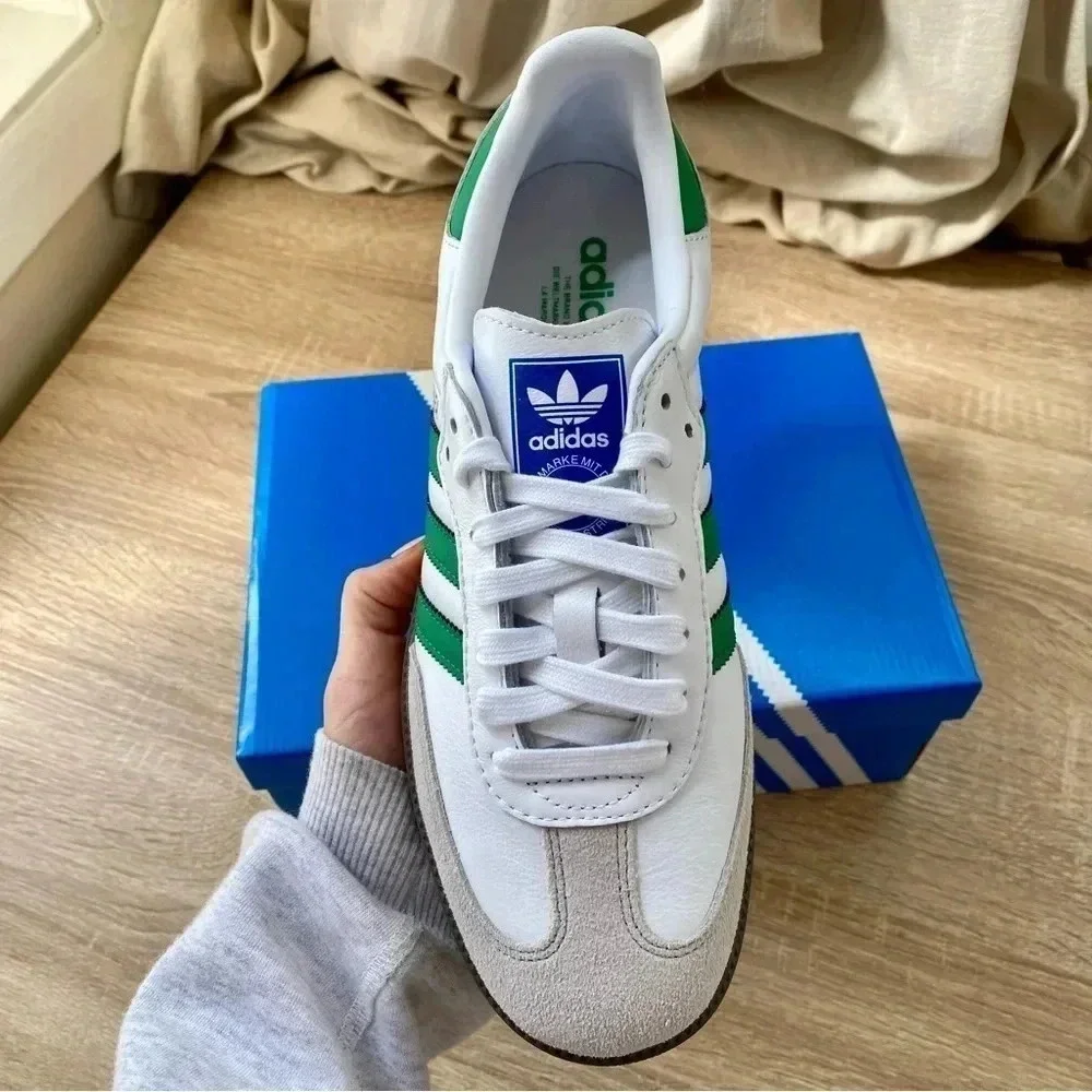 New Adidas Samba OG Sneaker Shoes White Green Gum Womens 7 - Picture 8 of 9
